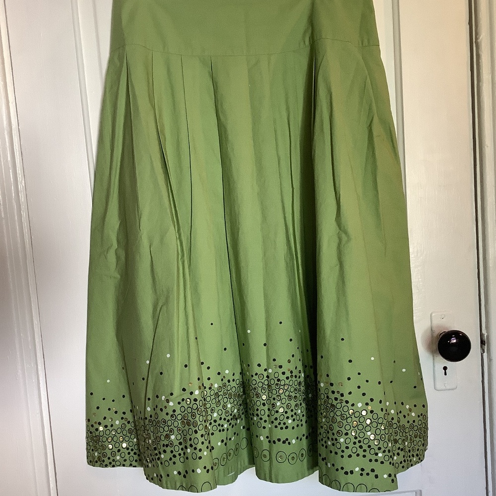 Vintage full midi skirt - green with sequins